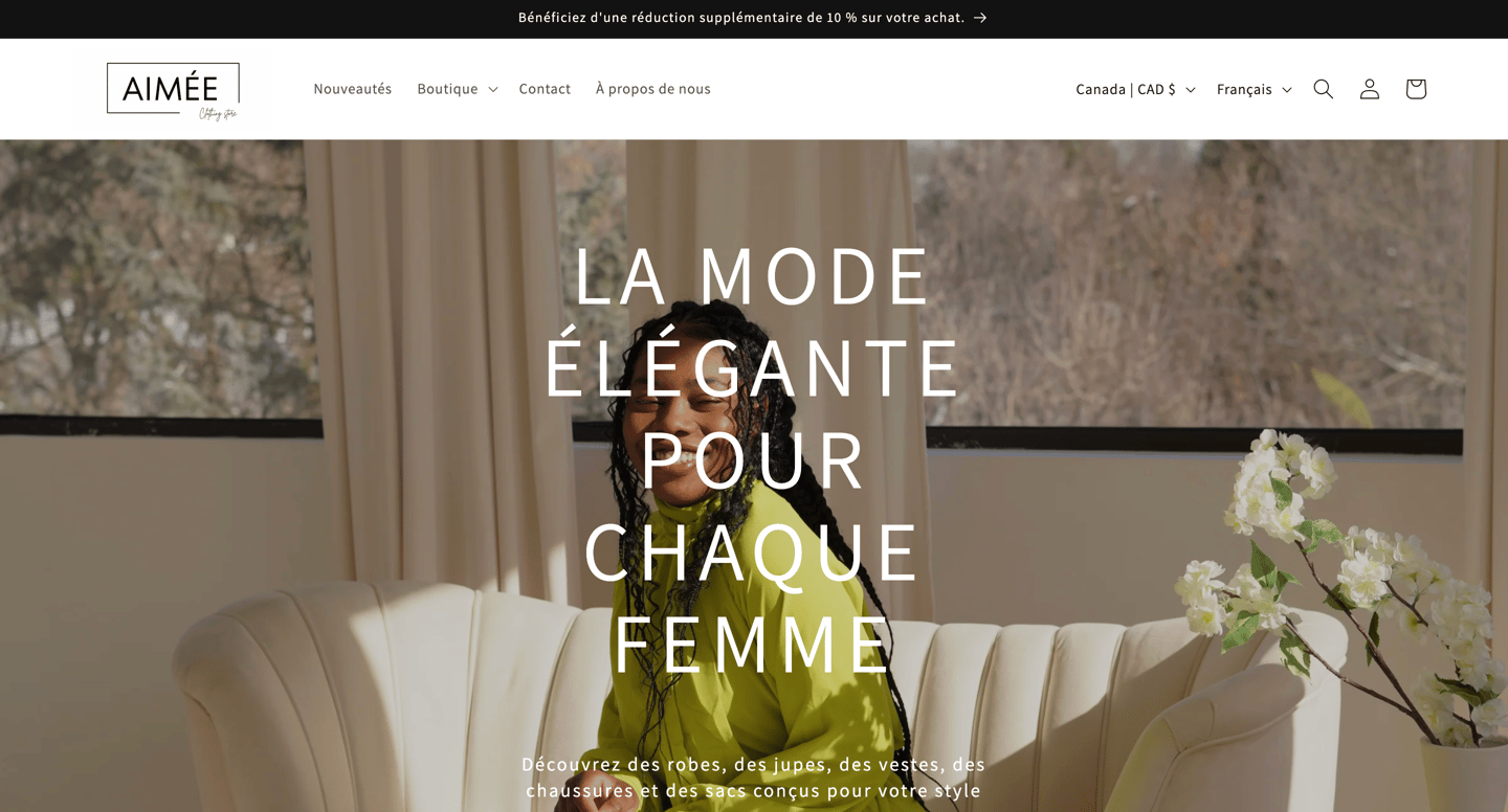 Aperçu du site Aimée Boutique